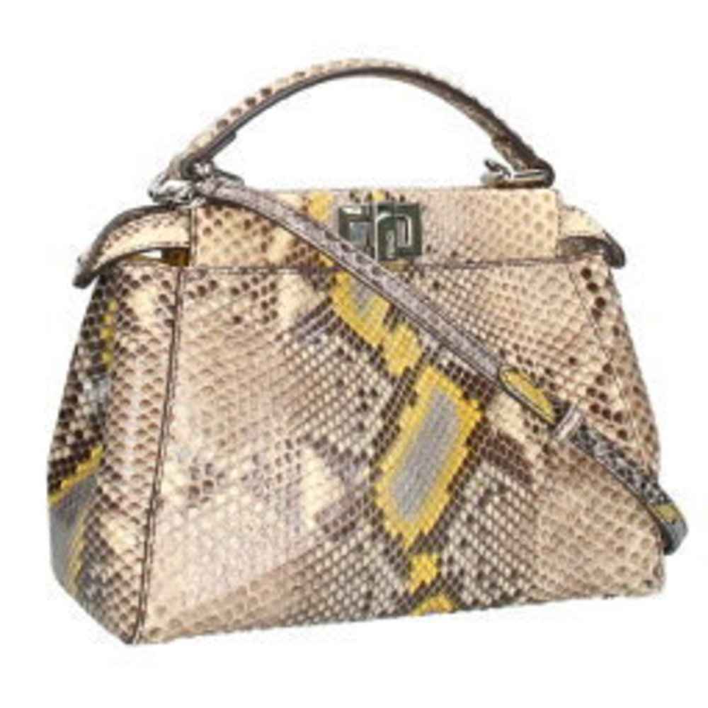 Fendi Peekaboo Python Leather Handbag Brown - image 1